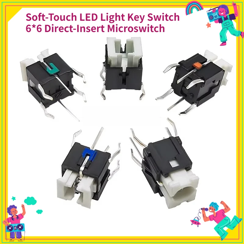 

10PCS Soft-Touch LED Light Key Switch 6*6 Direct-Insert Microswitch Plug-In Button 7/7.2/9mm Sizes Available for Installation