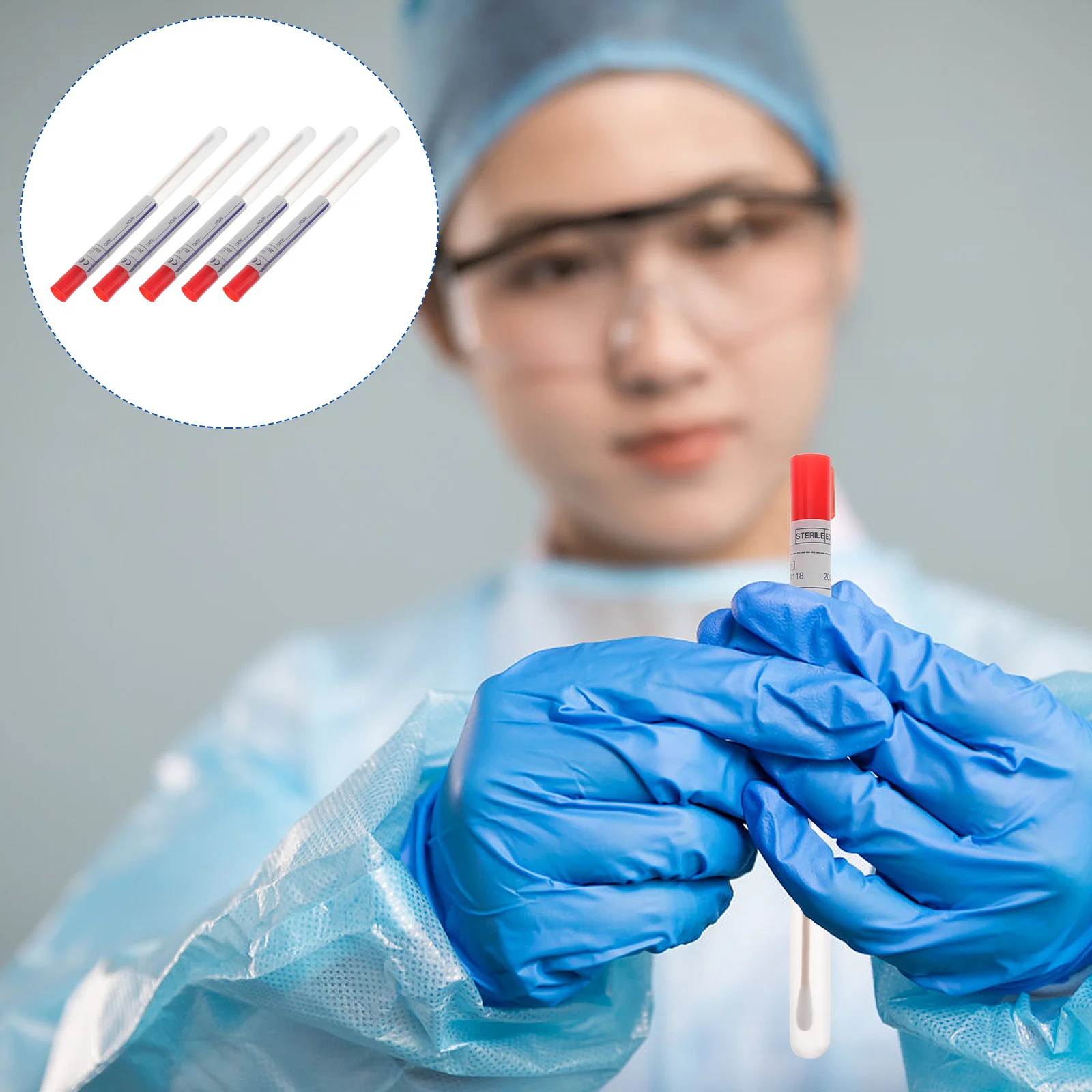 100 قطعة مسحات أنثى البلعوم القابل للتصرف مجموعة عينات العصي لاختبار مختبر عيادة المستشفى مسحات الفم