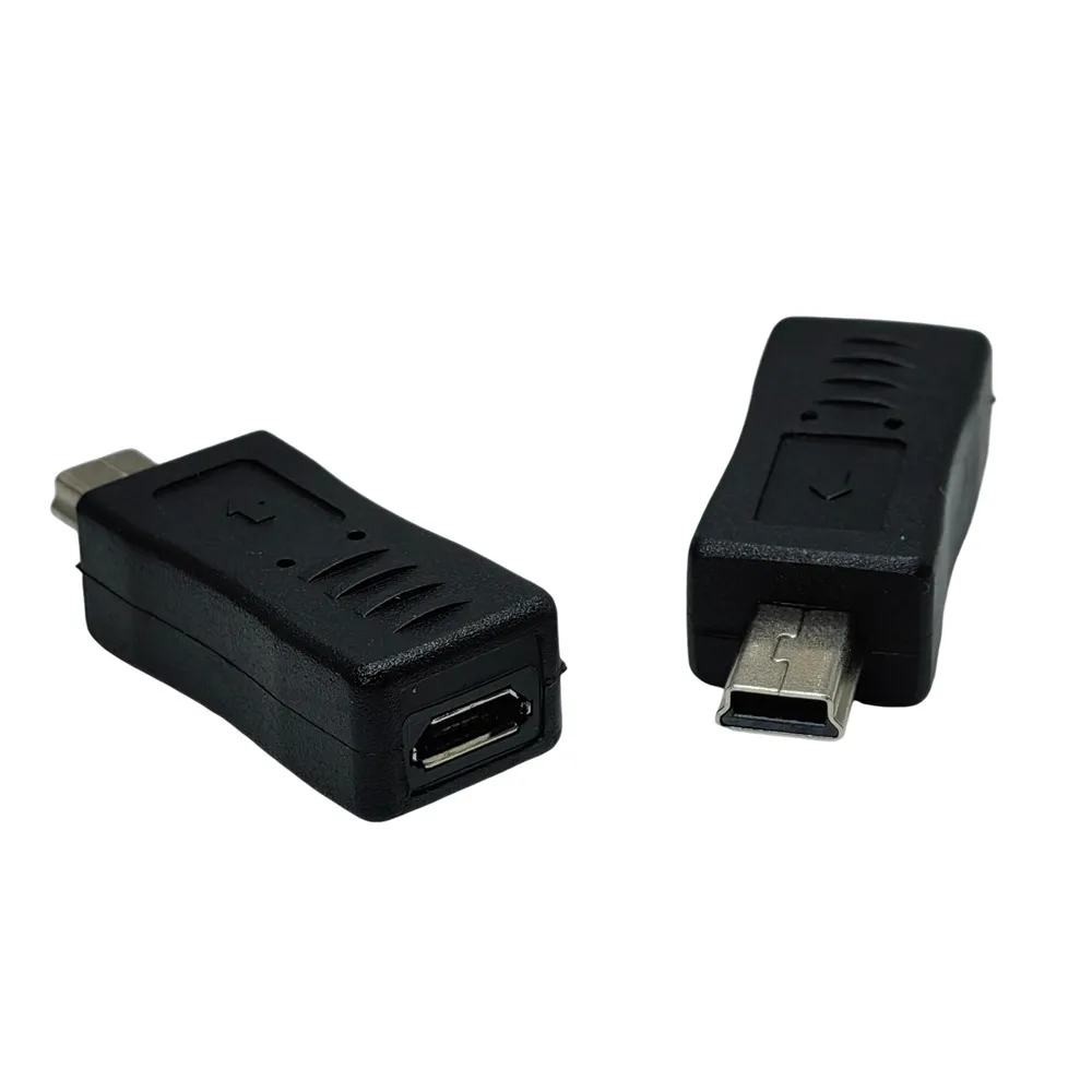 Black Micro USB Adapter Female to Mini USB Male Adapter Charger Converter Adaptor 2-pack
