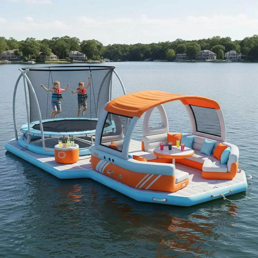 Newly Upgraded PVC Inflatable Swimming Pool Float With Built-in Trampoline, Movableor Parties And Leisure, With A Load-bearin