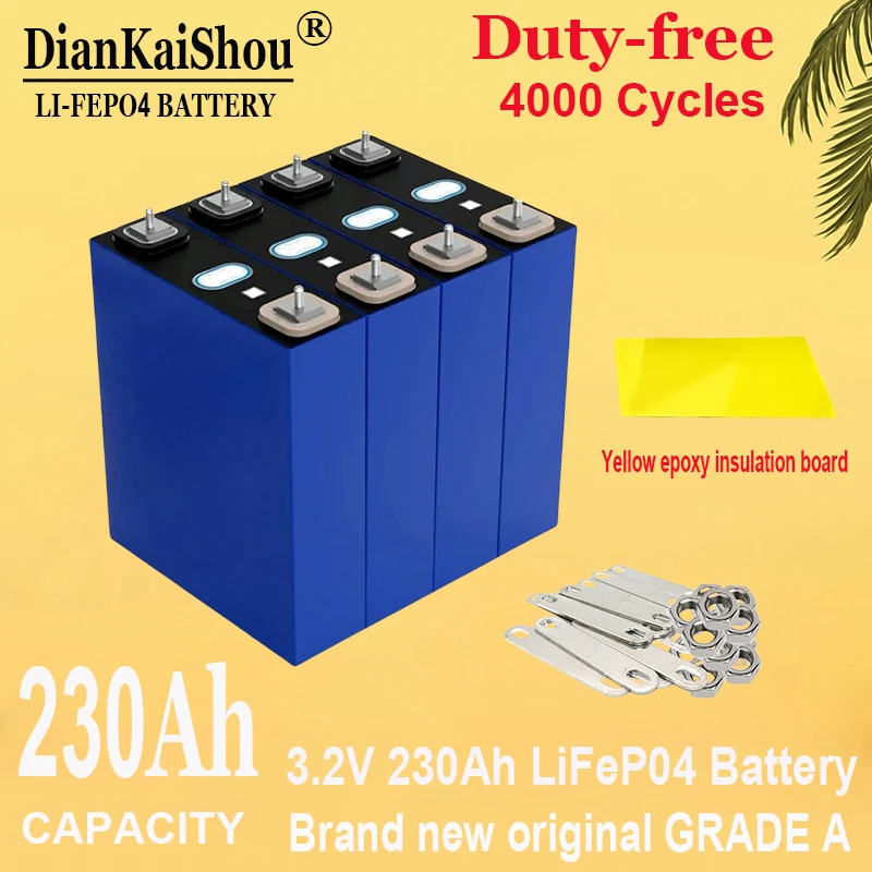 New original 230AH 3.2V LiFePo4 battery DIY RV 12V 24V 48V large capacity single cell electric vehicle battery 4000 cycles