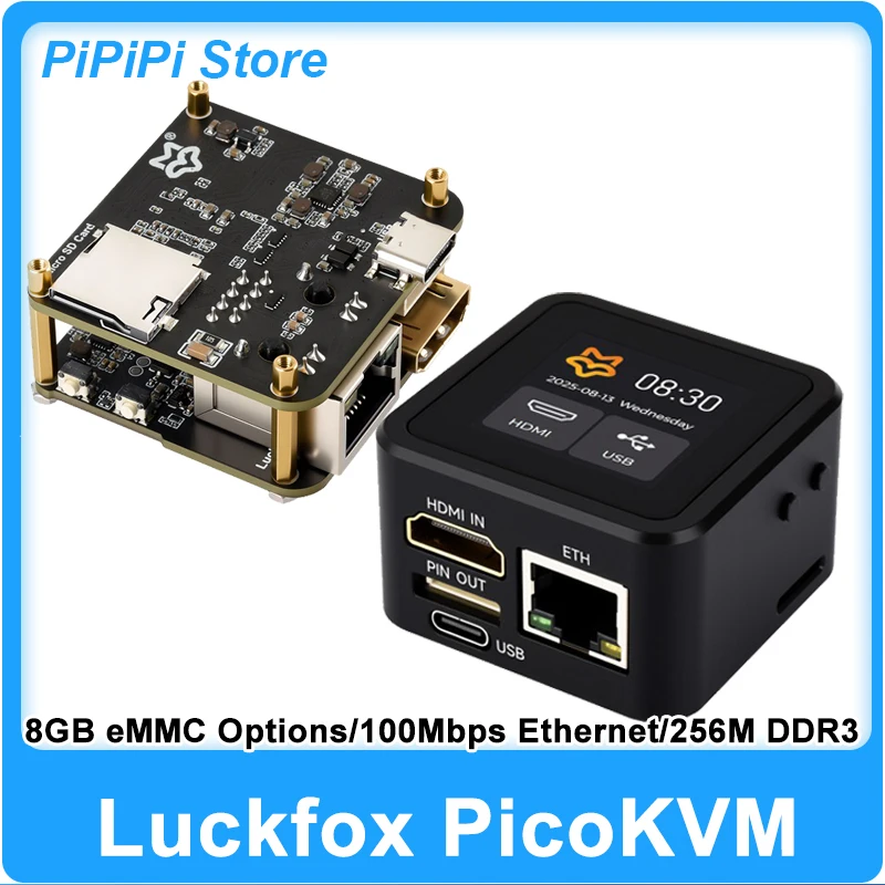 Luckfox PicoKVM KVM over IP HDMI 1080P@60fps Remote Server Management HID Keyboard Mouse Ethernet Web Terminal WOL