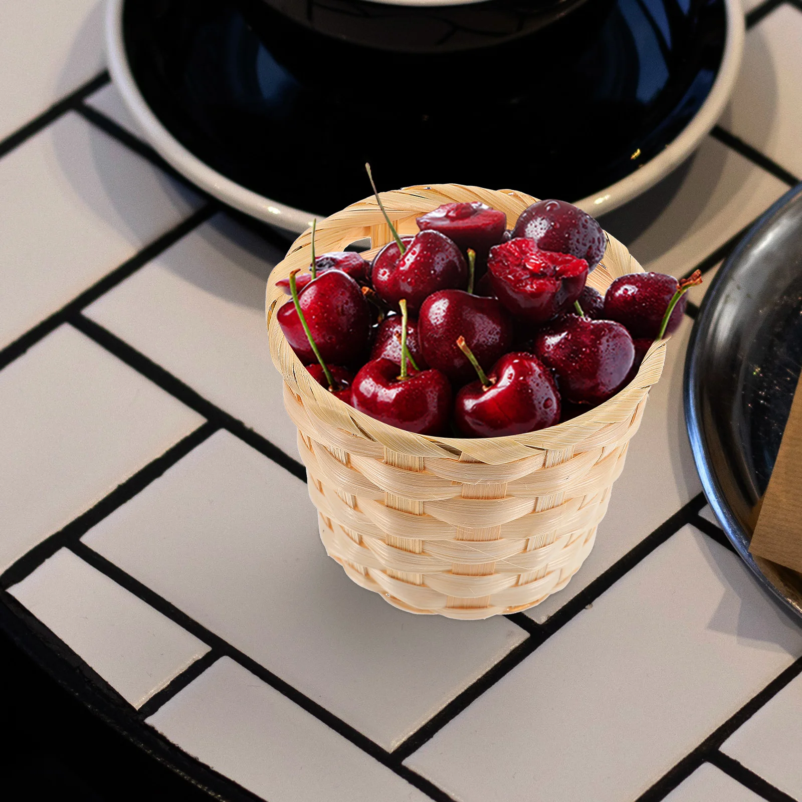 

12pcs Desktop Storage Basket Woven Wood Organizer For Home Sundries Small Decorative Basket Multi-Function Household Organizer