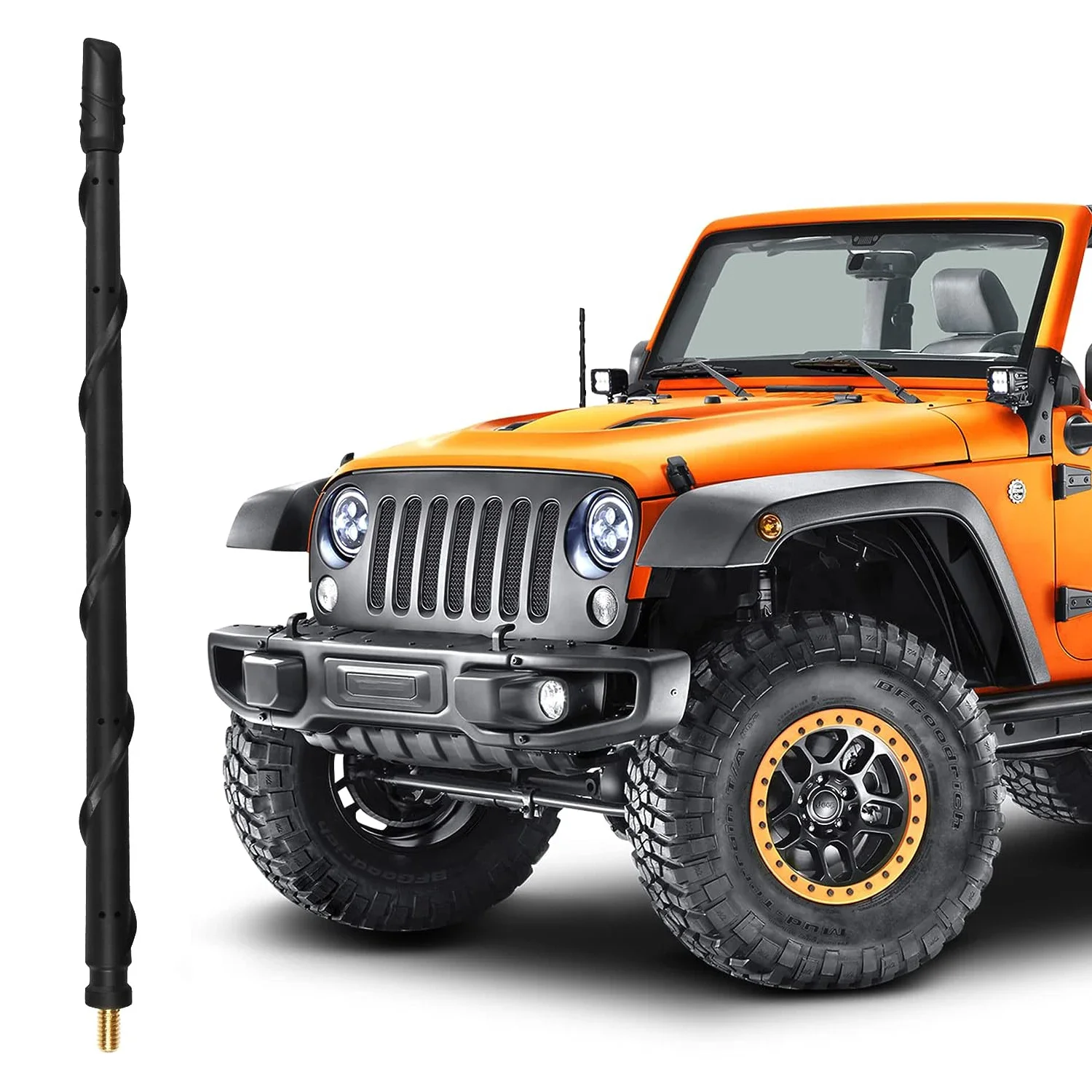 12inch Spiral Rubber Antenna Car Radio Antenna Replacement For Jeep Wrangler JK JL Gladiator JT Rubicon Sahara Sport 2007+