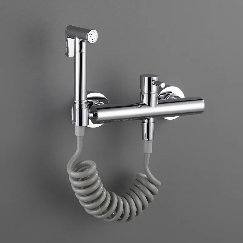 Bidet Faucet Set Wall Mounted Hot and Cold Total Brass Shower Faucet Brush Gold Black Gray Single Lever