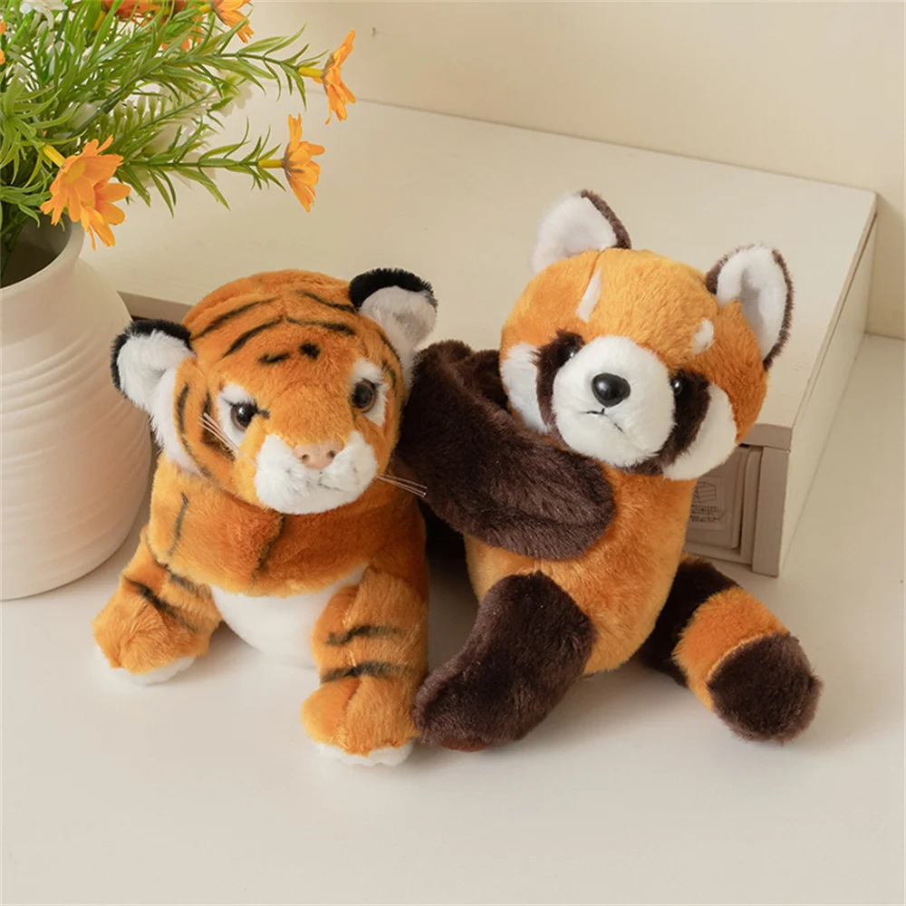 Bracciale con cinturino a scatto con schiaffo animale adorabile, panda rosso, tigre, peluche, anello a mano, giocattoli per bambini, regalo divertente creativo