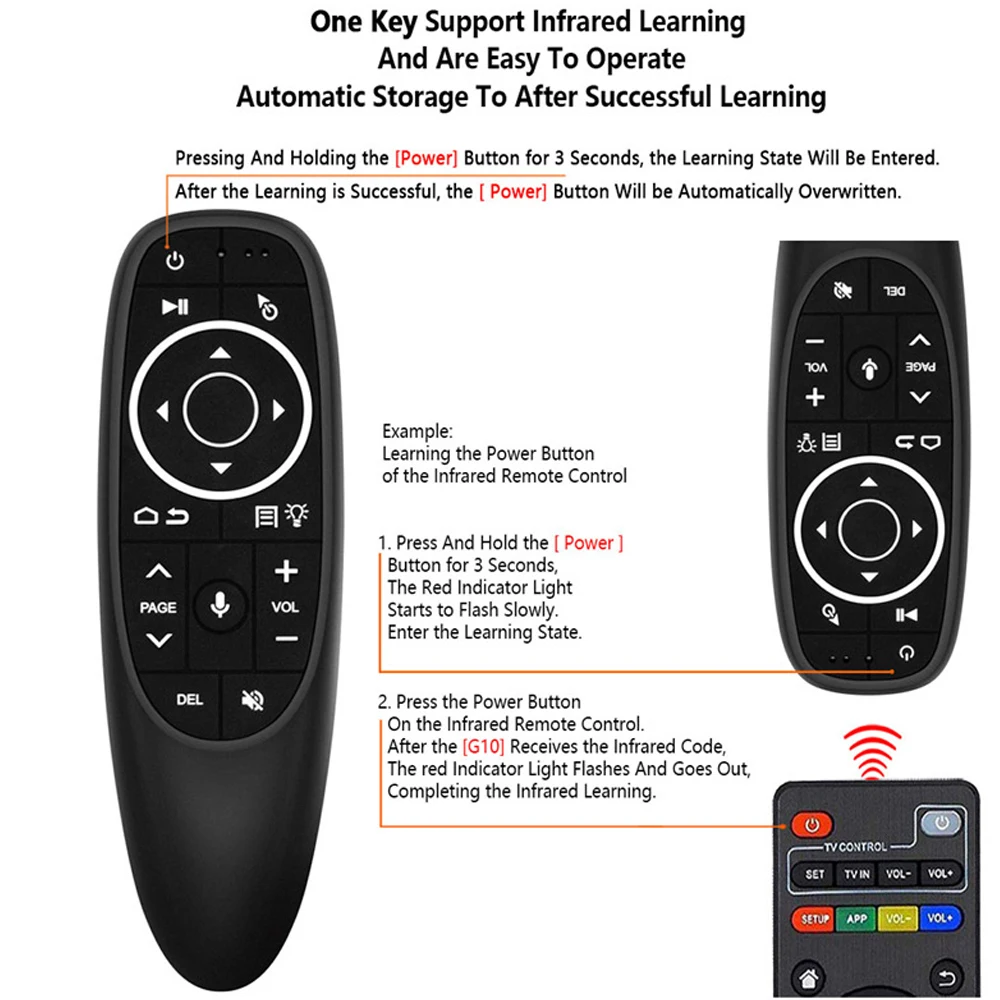 G10S Pro ماوس هوائي بإضاءة خلفية جهاز تحكم عن بعد صوتي 2.4G جيروسكوب لاسلكي IR التعلم لـ H96 MAX X88 PRO X96 MAX Android TV Box