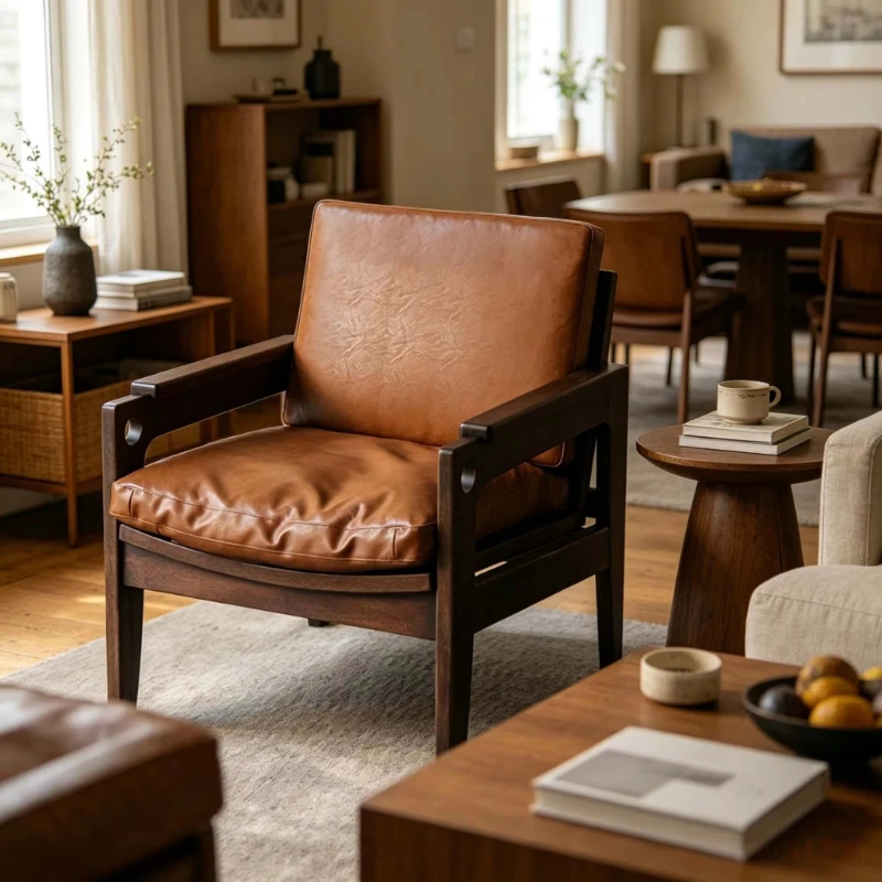 Modern simple solid wood sofa chair, skin-friendly interior, comfortable seat