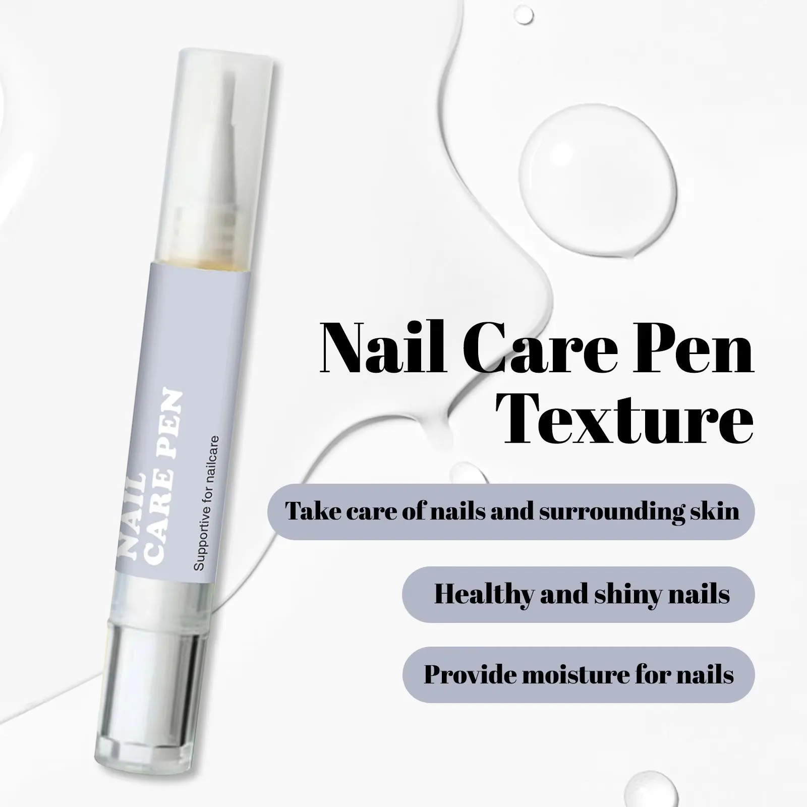 천연 오일이 함유된 4ml 네일 케어 펜 - 건조하고 약한 손톱 및 손톱 주위 피부를 위한 보습, 항산화, 비자극성
