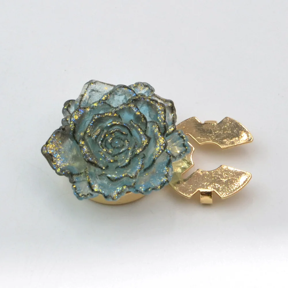 2 PCS Colorful Golden-plated Rose Cufflinks Multi-colored Enamel Flower Brooch Girly Dress Suit Jacket and Accessories - view 6