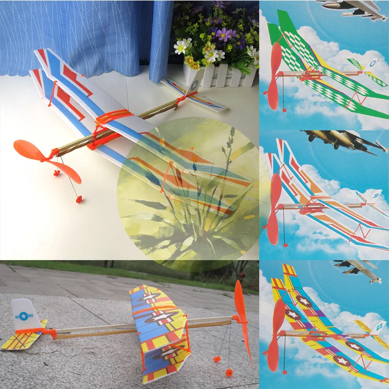 

Random 1Pc Kid Education Toy Rubber Band Powered Glider Biplane Assemble Aircraft Plane Toy♥