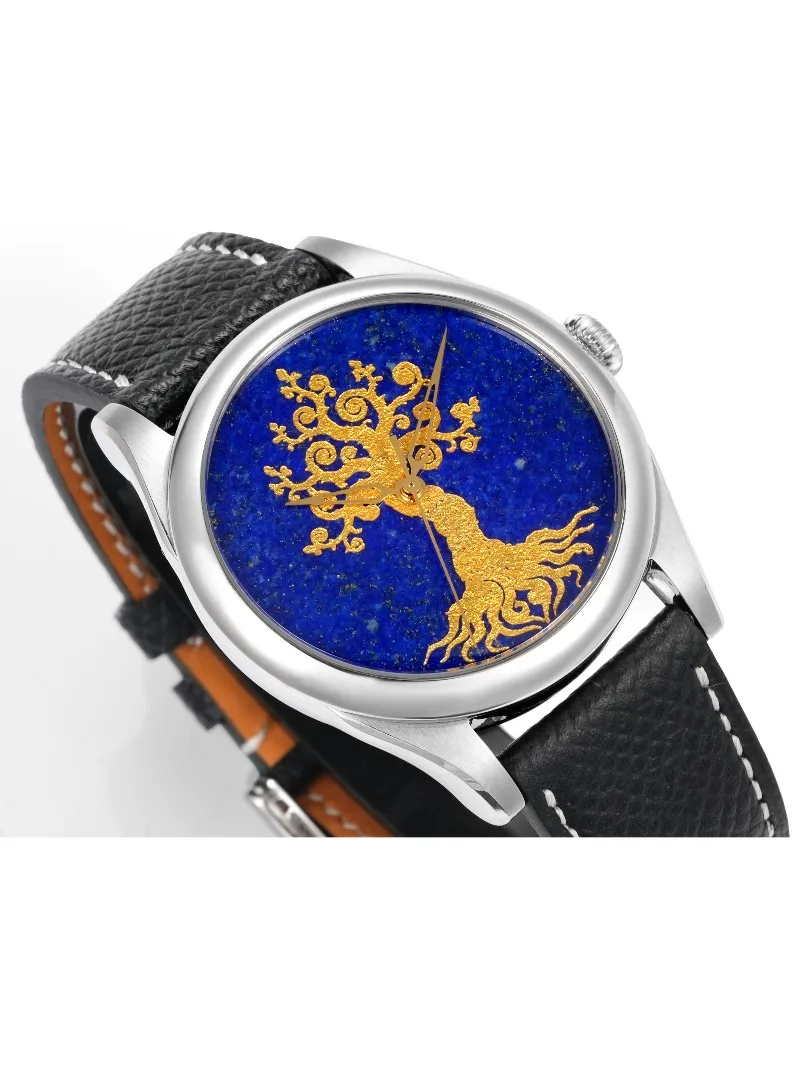 Huasuo, Ancient Egyptian Secret Pattern Series, Tree of Life, Golden Engraving Lapis Lazuli, High-end and Elegant Men's Watch