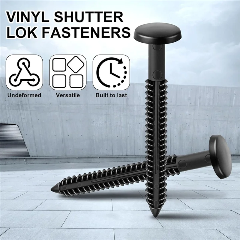 ABJI-36Pcs Black 3 Inch Vinyl Shutter Fastener Window Pegs Screws Panel Lok Pin Spikes Anchor
