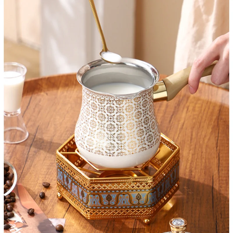 

24oz Stainless Steel Turkish Coffee Pot & Butter Warmer - Compact, Portable Design with Long Handle for Home Chef & Coffee Love