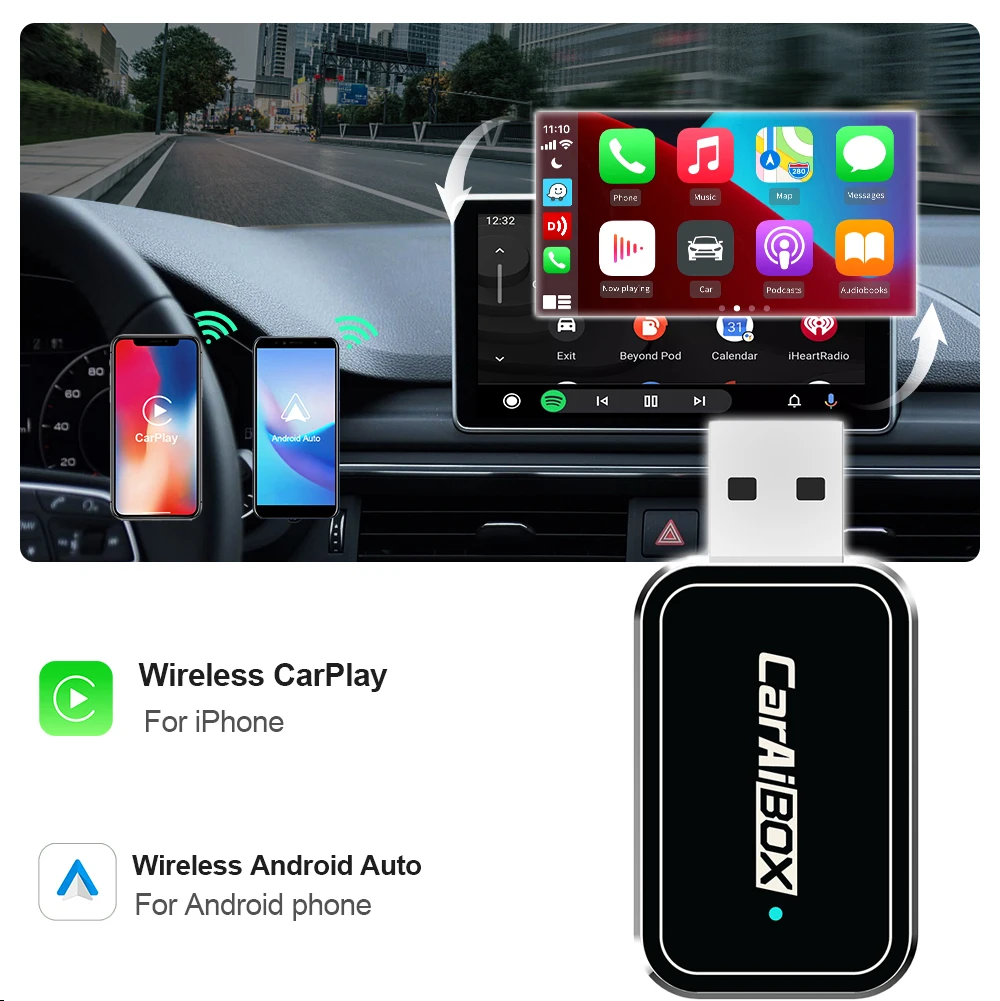 

Wireless CarPlay Android Auto Dongle Wired To Wireless car adapter car intelligent Carplay Ai Box Bluetooth 5.0 5Ghz WiFi