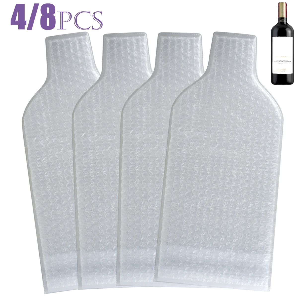 4/8Pcs Wine Bottle Bags for Travel Reusable Wine Bottle Protector Bags Double Inner Bubble Liner Wine Bottle Protector Sleeves