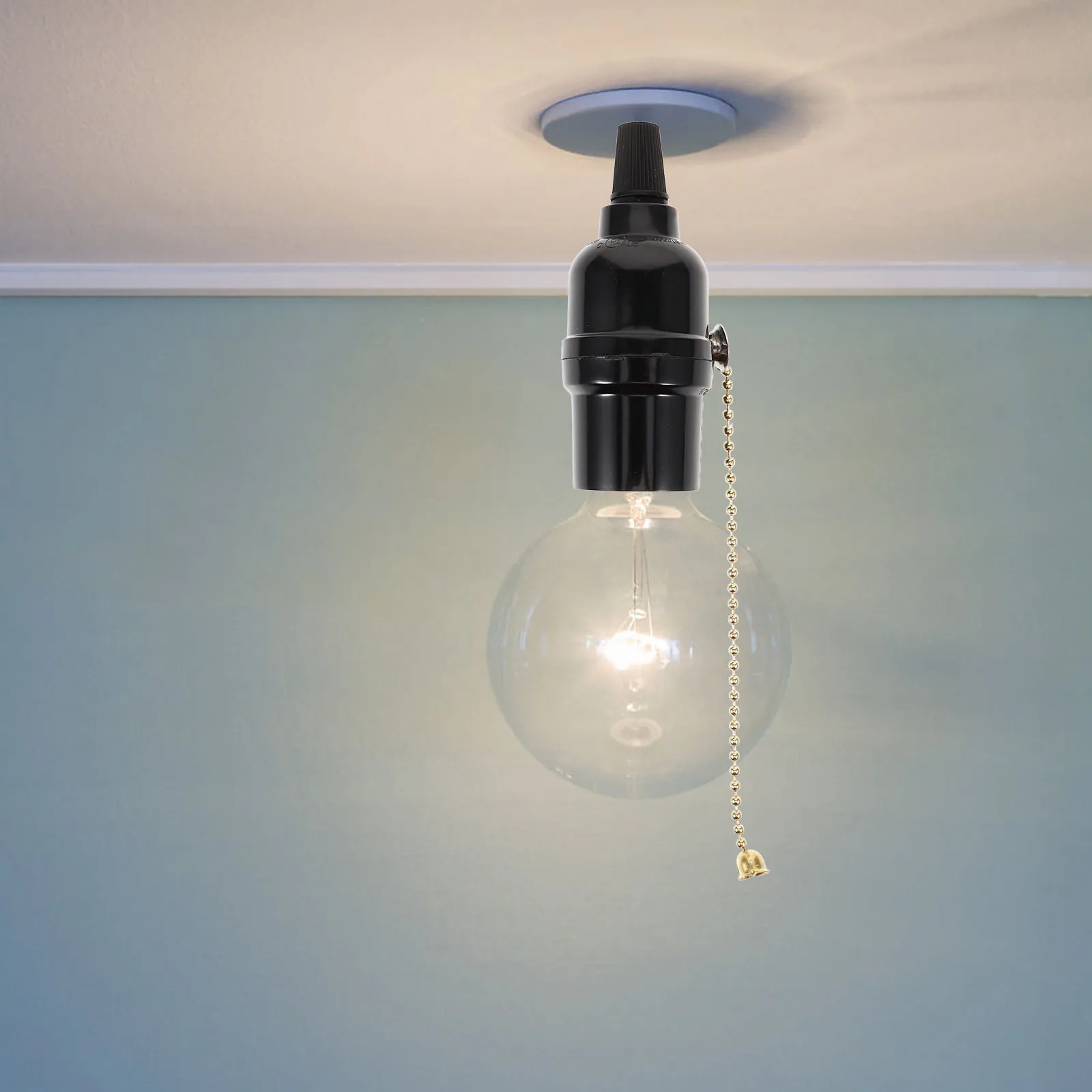 

E26 Lamp Holder Black Pull Chain Light Socket For Ceiling Wall Lamp Replacement Lighting Fixture Lampholder Accessory