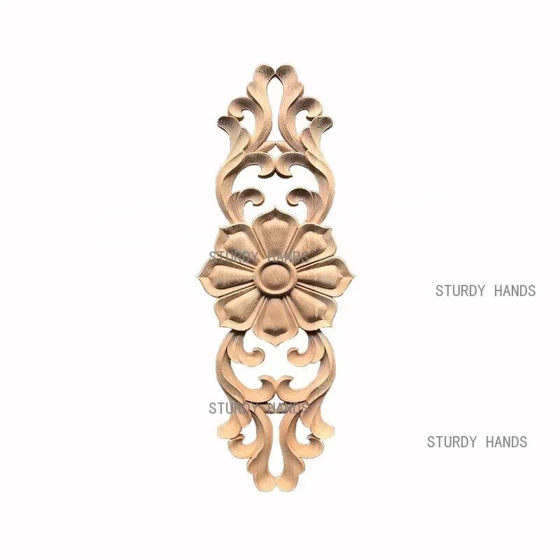 Long Strip Carving Natural Wood Appliques For Furniture Cabinet Unpainted Wooden Mouldings Decal Vintage Decoration Accessories