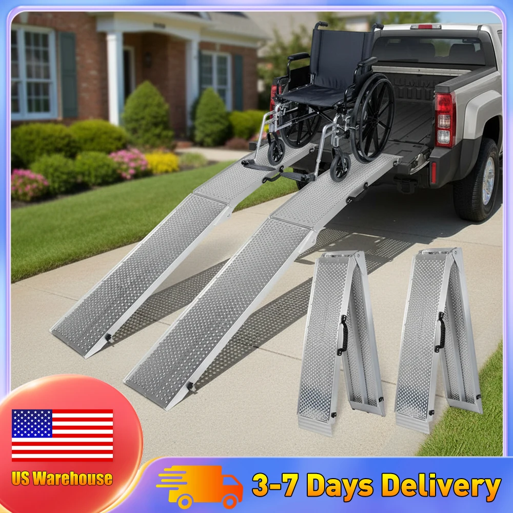 

2Pcs 85inch Folding Aluminum Ramp Portable Ramp with Handle Loading Ramps for Motorcycle Bike ATVs E-Scooter Indoor Storage