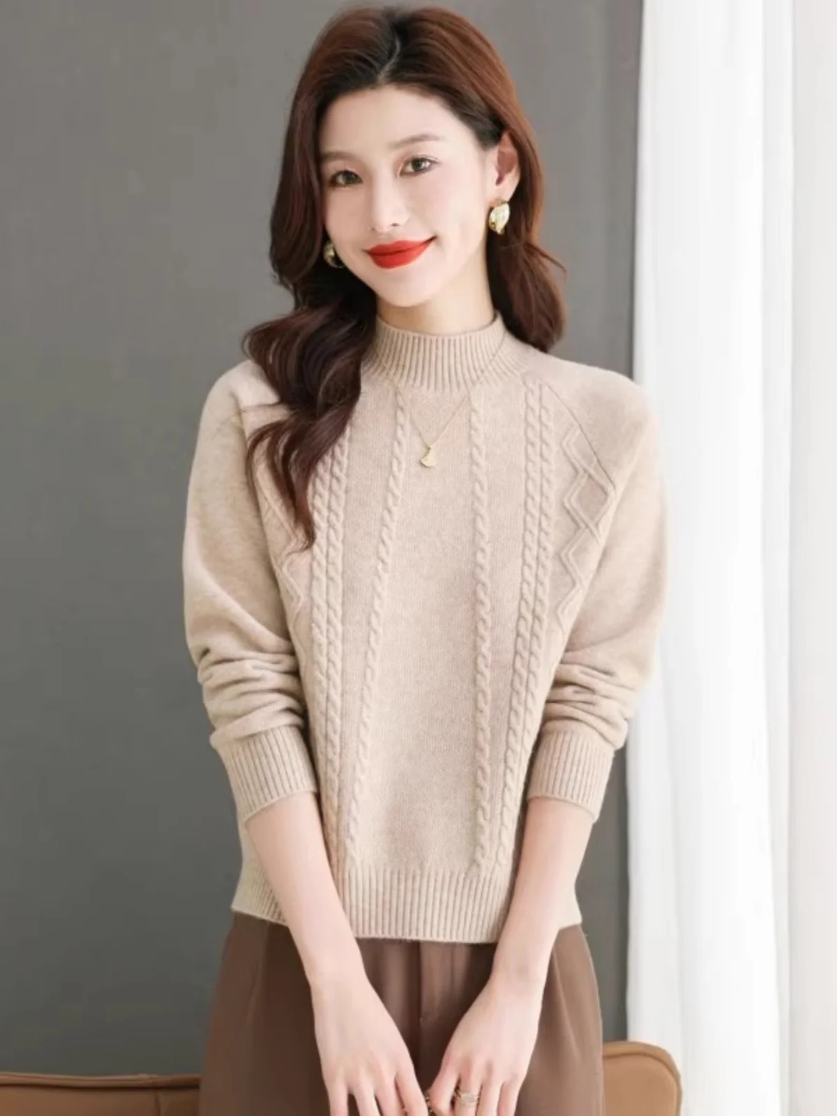 

Fall Winter Women's f High Ne ort Thiened Knitted Sweater Base Layer irt Sli Inner Wear Commute Straight Tube