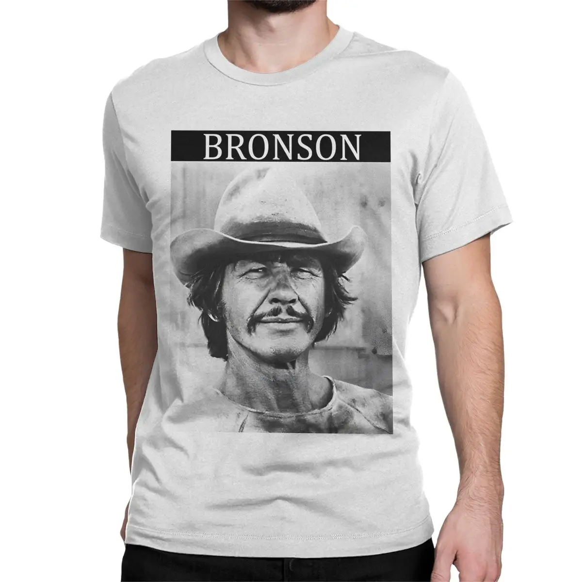 Novelty Charles Bronson T-Shirts Men Women Crewneck 100% Cotton T Shirt Western Cowboy Portrait Tees Graphic Printed Clothing