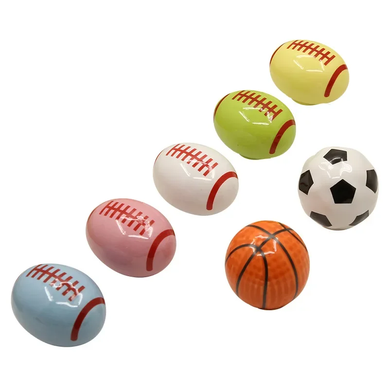 Красочная дверная ручка шкафа, футбол, баскетбол, футбол, детская комната, милая керамическая ручка, мультяшный ящик, ручка с одним отверстием