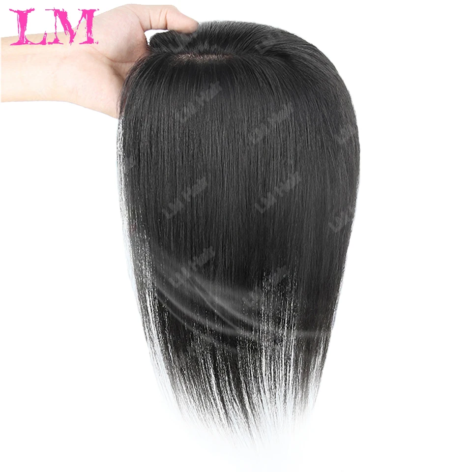 LM Hair Toppers with Bangs for Women Synthetic 6x6 Top Hairpieces Wigs Long Striaght Clip in Hair Extension