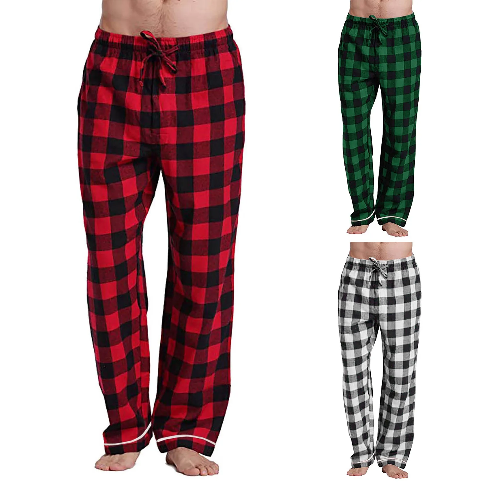 Thicken Warm Waterproof Trousers Male Casual Men'S High Waisted Red Plaid Thick Outdoors Casual Trousers Plus Size Gift