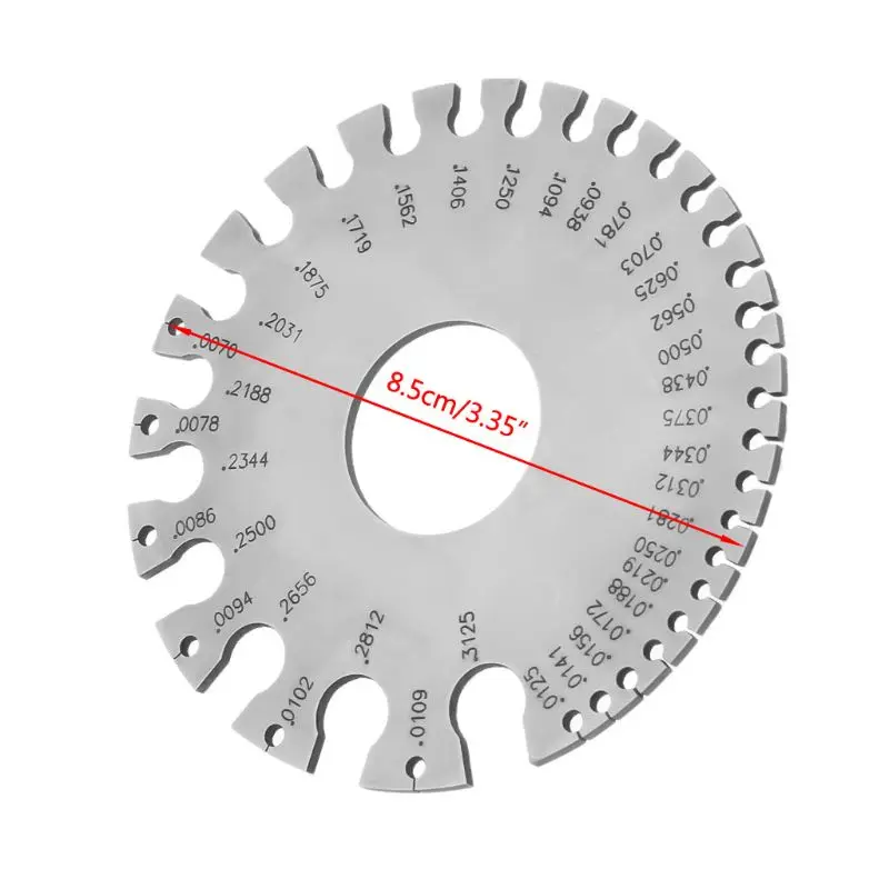 

Stainless Steel 0-36 Round AWG SWG Wire Gauge Thickness Measuring Sheet