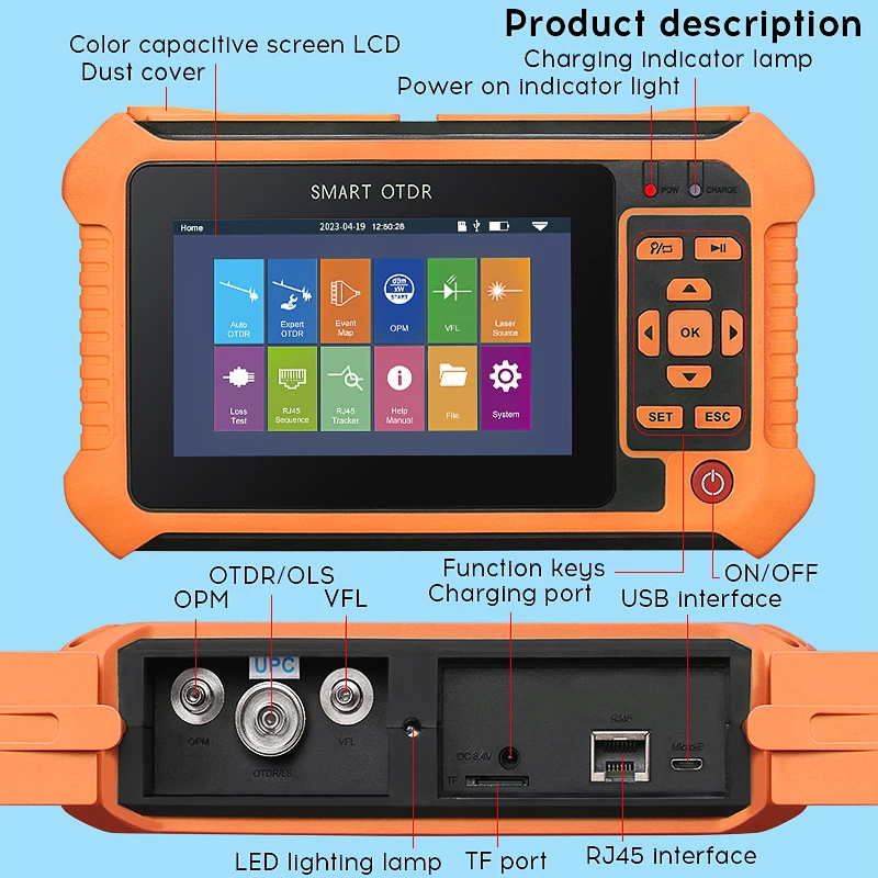 COMPTYCO OTDR AUA 562U/A 1625nm 80KM 22dB Fiber Optic Reflectometer Touch Screen VFL OLS OPM Event Map Support Active Fiber Test - Image 3