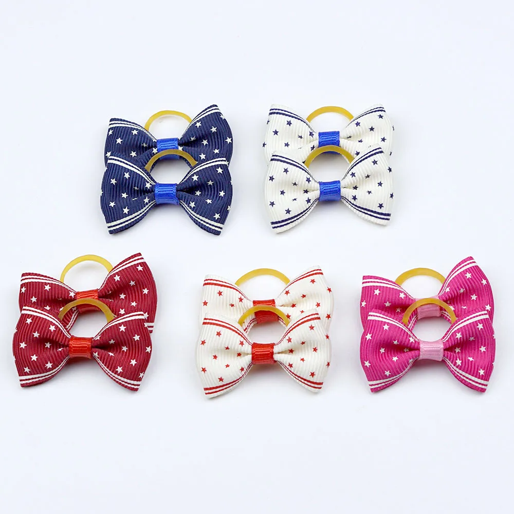 Pequeno Dog Ribbon Bow Elastic Rubber Band, Puppy Hair Acessórios, Hair Clip, Cute Hairpin para Cat, 15 Tipos, 5 Pares