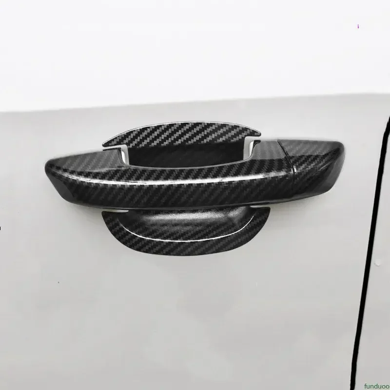 ل Volkswagen VW Sharan 2011-2016 لامع أسود ألياف الكربون كروم غطاء مقبض باب السيارة السلطانية اكسسوارات التصميم