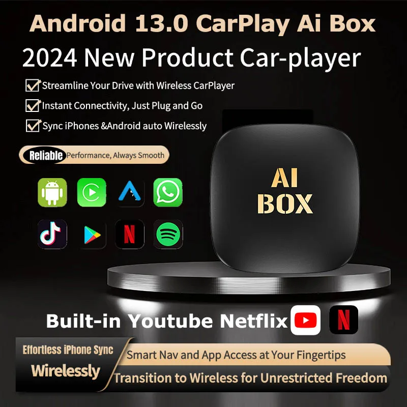 Hotsale Android13 CarPlay Video Box Built-in Netflix YouTube Google Store Car Smart Video Box Wireless Carplay and Android Auto