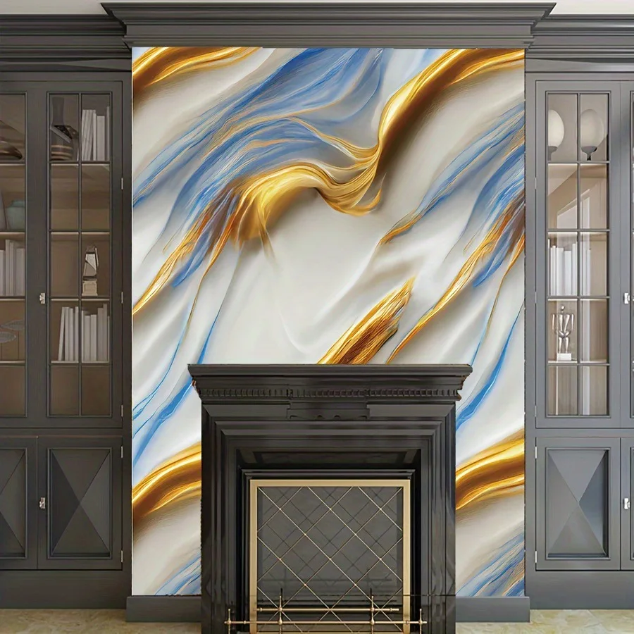 الذهب الأزرق ورق حائط ذاتي اللصق تقليد نسيج الرخام ذاتية اللصق جدار المطبخ النفط مقاومة ملصق خلفية خلفية