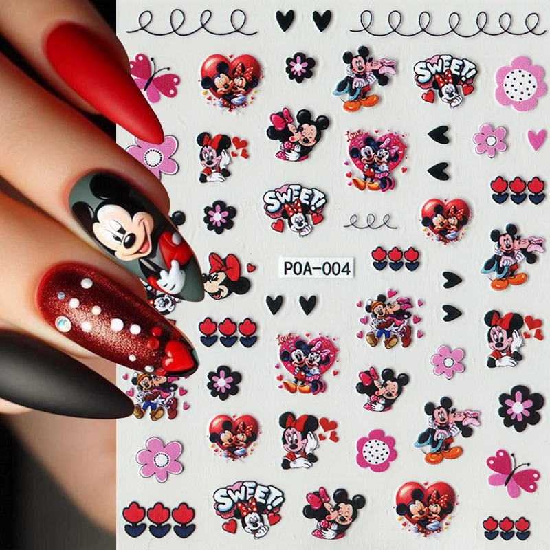 1 PCS Disney Cartoon Character Nail Art Stickers Cute Mickey Minnie Snow White Stitch Donald Duck Pluto Nail Decoration