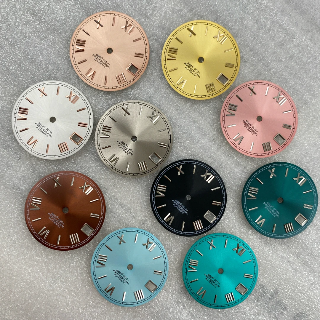 Customized S New Roman Digital Logo Modified Dial Cases 28.5mm Sun Pattern Literal Fit NH35 NH36 Movement 660/-200m AUTOMATIC