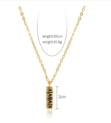 A Fashionable Pill Pendant XANAX Engraved Necklace Collarbone Chain