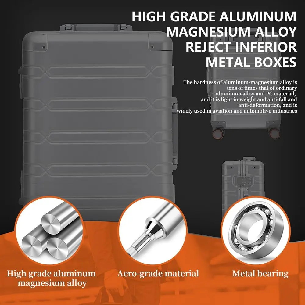 Aluminum 22 Carry-On Luggage with Spinner Wheels, TSA Lock & Duffle Bag