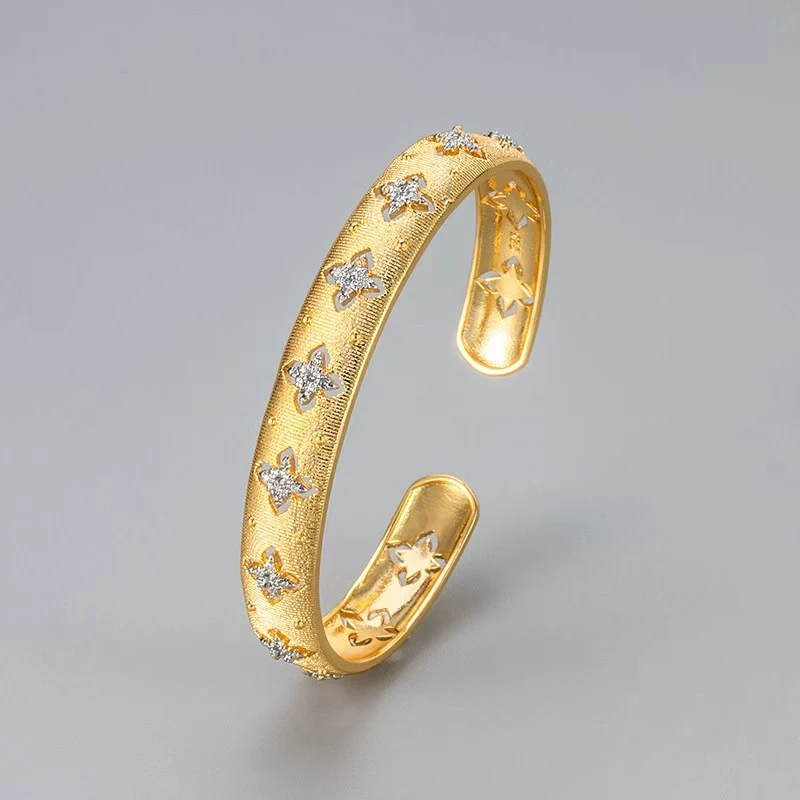 Hot Italian classic hand-drawn craft micro-inlaid narrow version of four-leaf clover ladies light luxury all-match bracelet