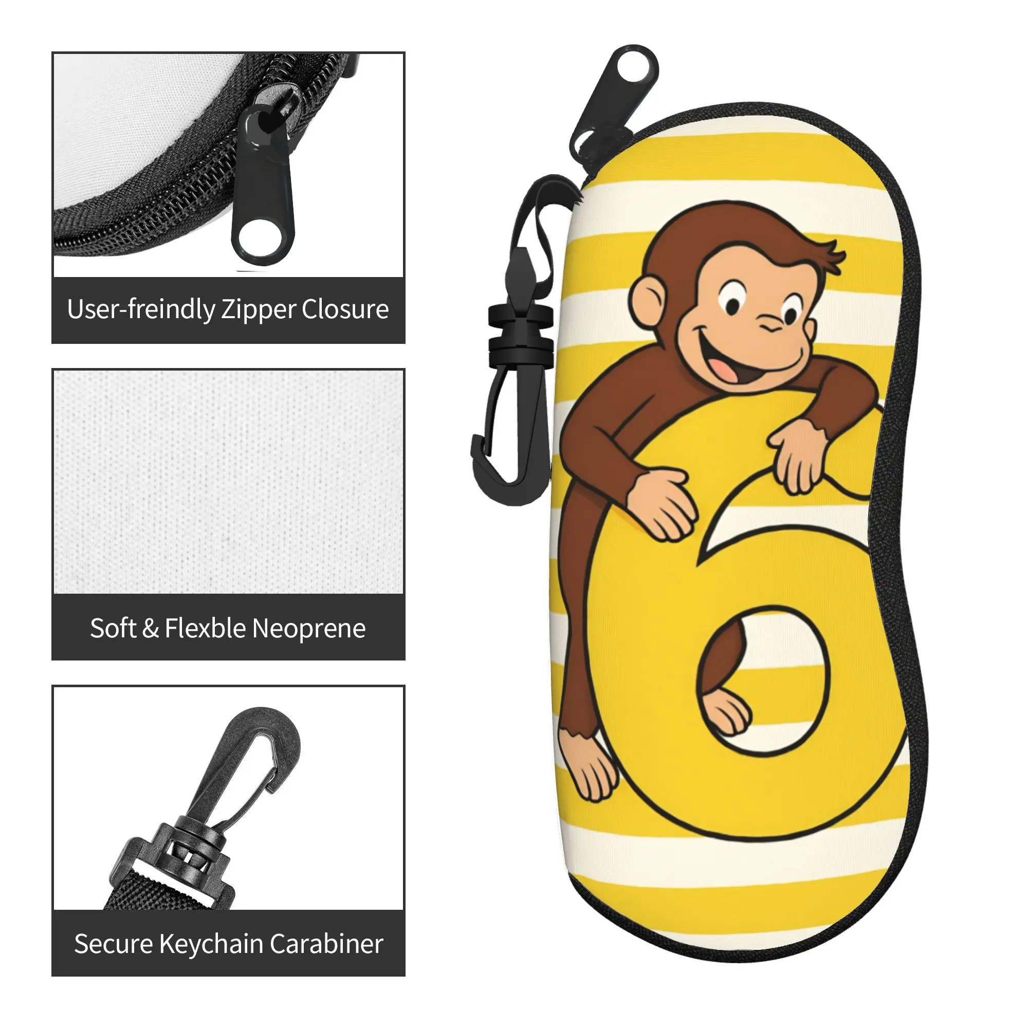 Curious George Glasses Case Men Women Anti-Fall Box  Reading Storage Box Gift Glasses Box