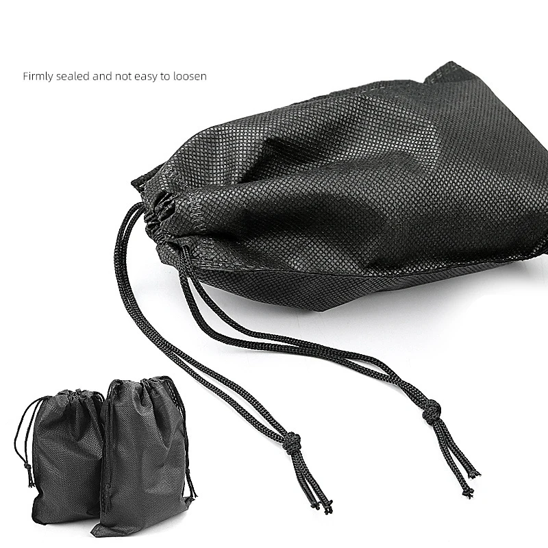 Shoe Dust Covers Non-Woven Dustproof Drawstring Black Drawstring Storage Bag Travel Pouch Shoe Bags Drying Shoes Protect