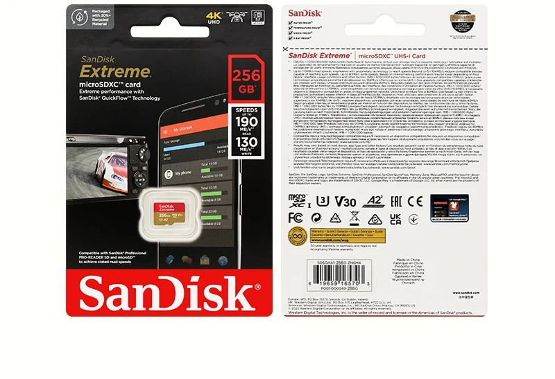 Sandisk Micro SD-Karte v30 32GB 64GB TF-Karte Klasse 10 128GB extreme Speicher karte für Kamera-Drohne 190 Original bis zu MB/s – Detail 15