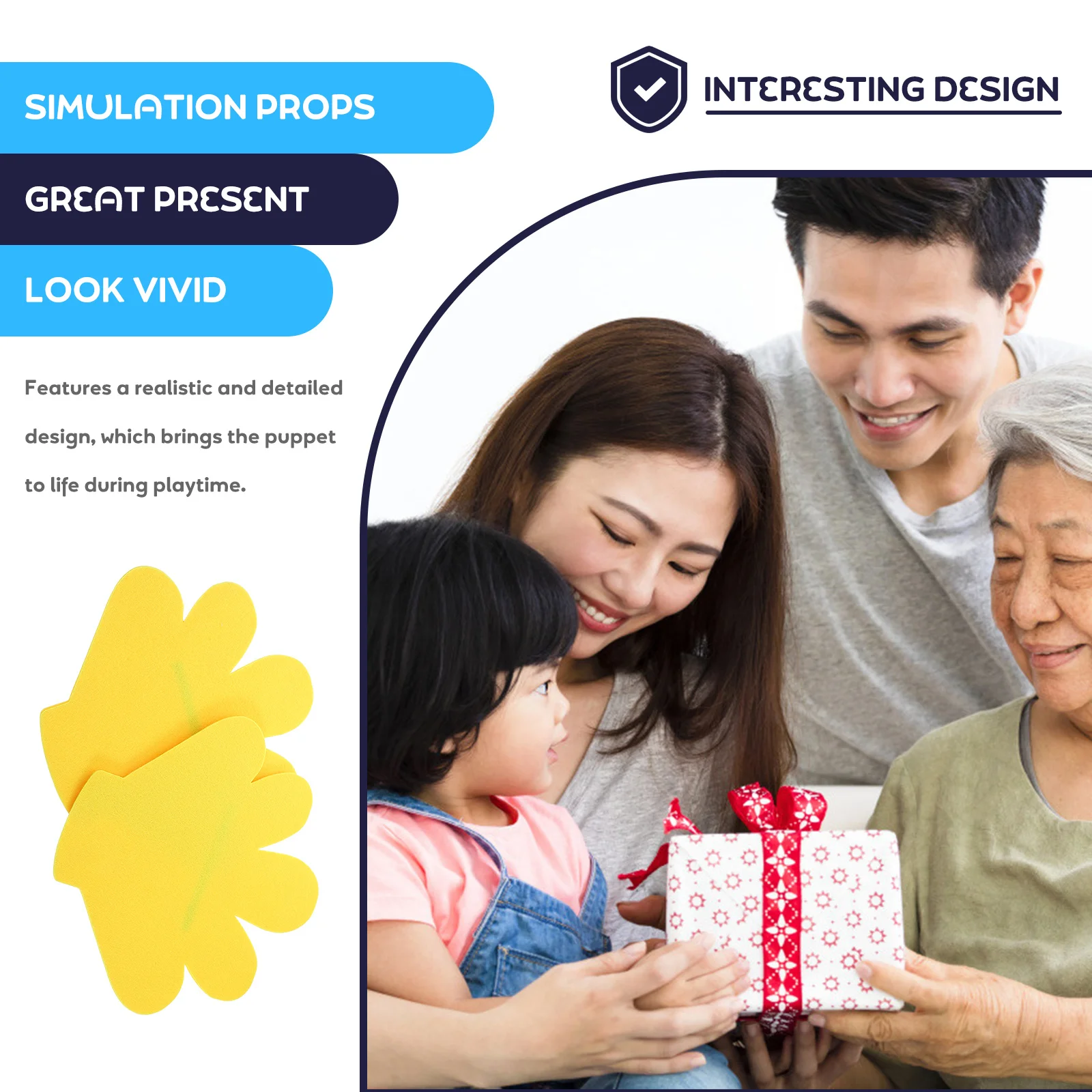 

2Pcs Five Finger Gloves for Colorful Flower Hand Props Comfortable Dress Up Gloves for Sports Day Dance Performance