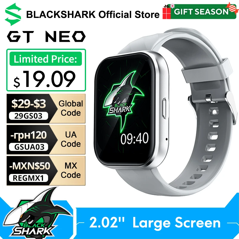 Global Version Black Shark GT Neo Smartwatch 2.02’’ Display Health Monitoring Sport Fitness 7 Days Battery Life IP68 Waterproof