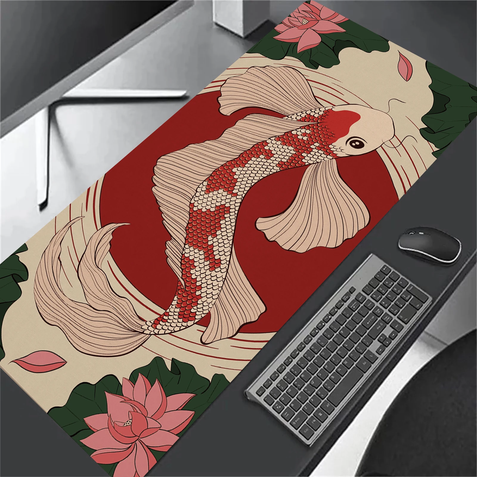 

Red Butterfly Koi Mausepad Gaming Mouse Mats Pad on The Table Gamer Accessories Keyboard Pad 900*400mm Art Desk Mat Mouse Carpet