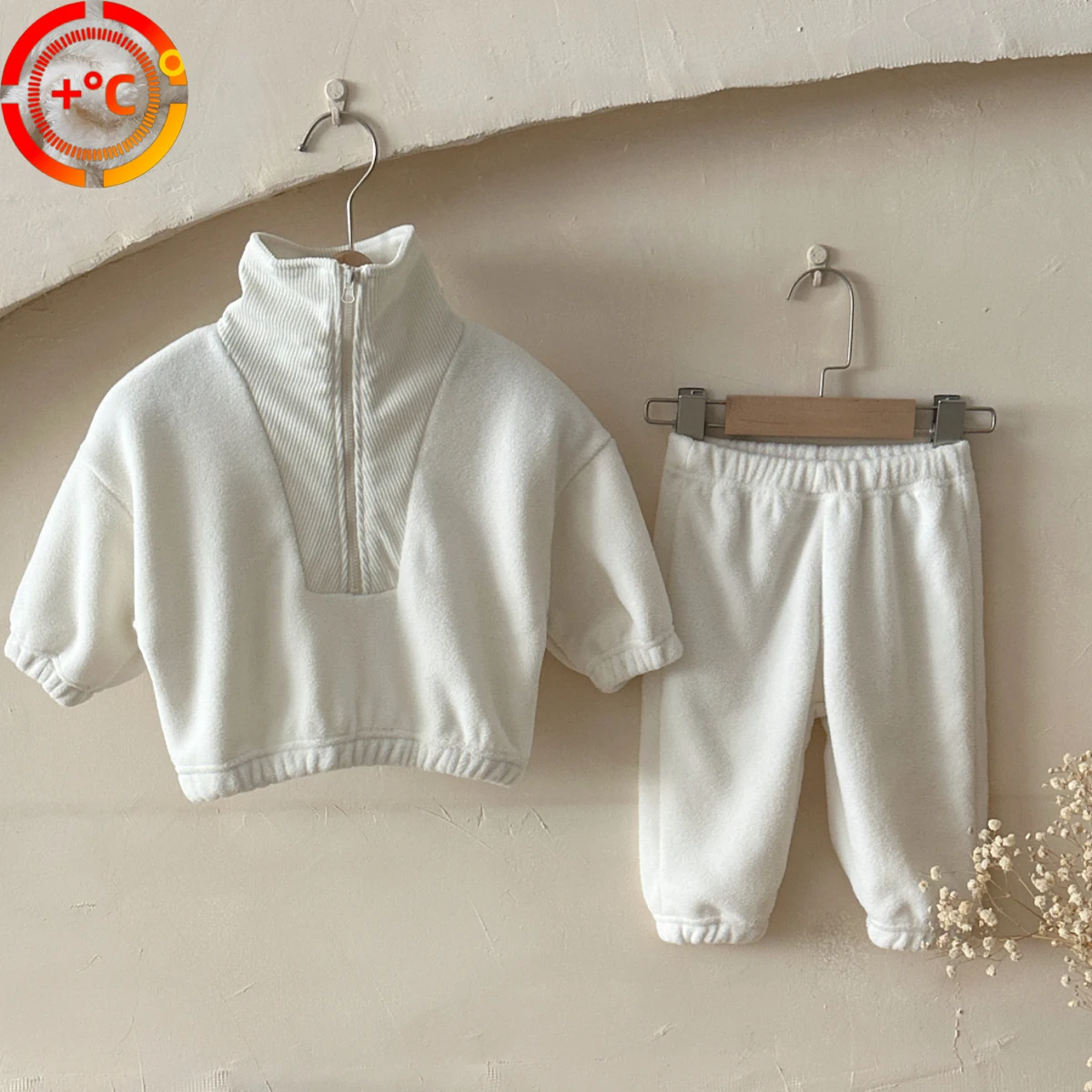 

Baby Girl Clothes Solid Lamb Wool Long Sleeved Sweatshirt+sports Long Pants Corduroy Winter Plush Thick Set Baby Boy Clothing