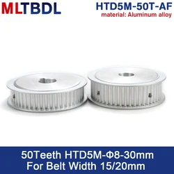 50 Teeth HTD5M Timing Synchronous Pulley Bore 10/12/14/15/16/18/19/20/22/24/25/28/30mm for Width 15/20mm 5mm Pitch HTD5M 50T AF
