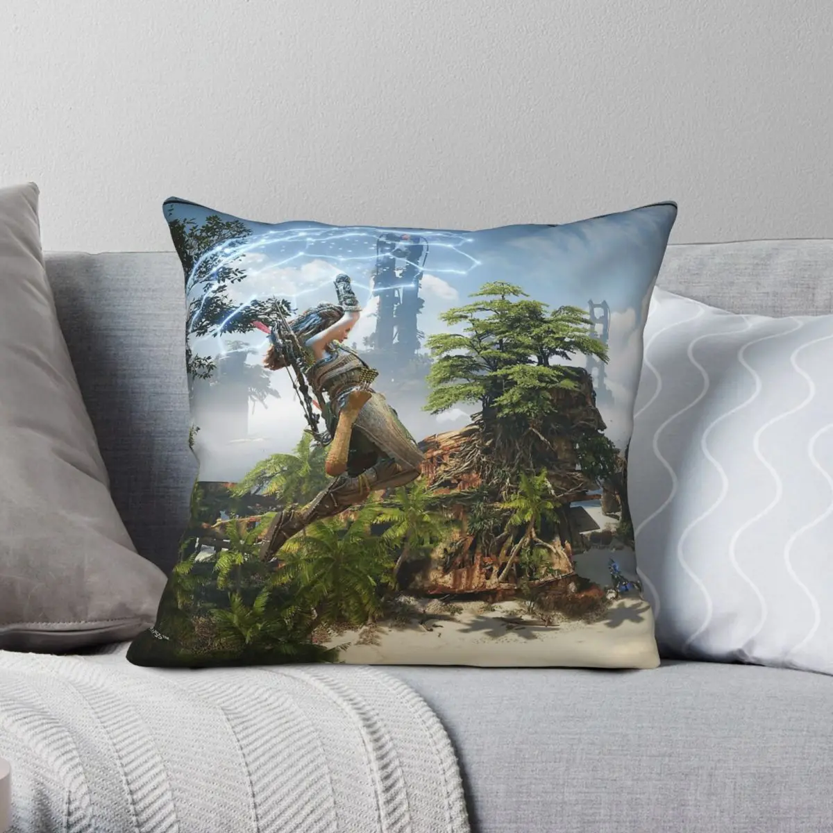 Horizon Zero Dawn Forbidden Aloy Wing Square Pillowcase Polyester Linen Velvet Pattern Zip Decor Throw Pillow Sofa Cushion Case