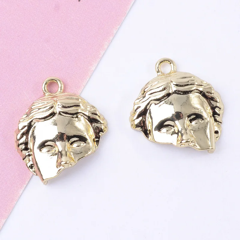 

100Pcs sets ins trendy literary style British half face avatar pendant DIY handmade earrings necklace pendant