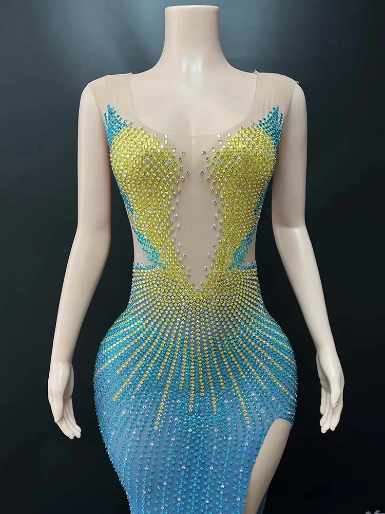 High Quality Hot Stamping Sexy See Through Mesh Elastic Vest Dress 2025 New Fashion Custom Women'S Clothing